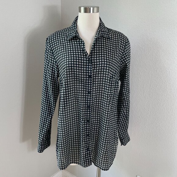 Coldwater Creek Womens XL No Iron Floral Button Up Shirt Long Sleeve Blouse Top - Picture 1 of 10